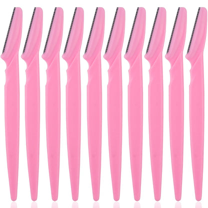 Portable 3/4/10Pcs Eyebrow Trimmer Face Blade Shaver Tools 10pcs Pink
