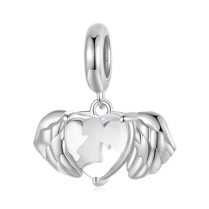 WOSTU 925 Sterling Silver Aurora Butterfly Heart Charm Beads with CZ Stones SCC2946
