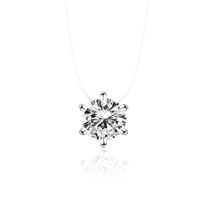 Elegant Invisible Heart Choker Necklace with Rhinestone Zircon for Women