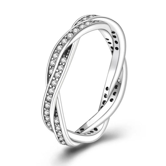 Silver Plated Luxury Stackable Ring for Women with Real Infinite Flower Daisy Design and Zircon Stone for Engagement and Wedding Parties APTR016