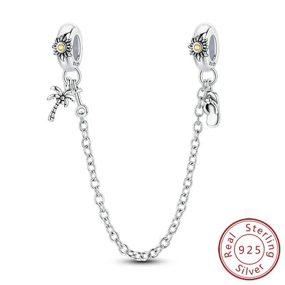 925 Sterling Silver Ocean Turtle Beach Charms Blue Shell
