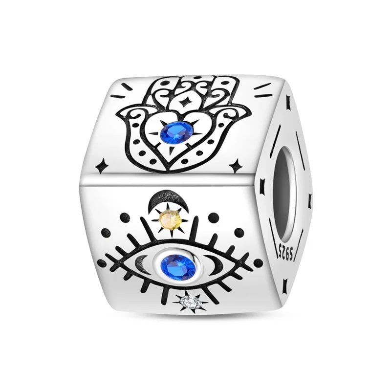 925 Sterling Silver Blue Evil Eye Jewelry Set With Zircon Charms Pendant Ring Earrings For Bracelet Necklace Gift