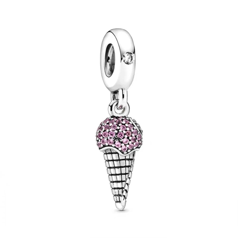Pink Hot Air Balloon Daisy Murano Glass Charm for European Silver Bracelet SS0389