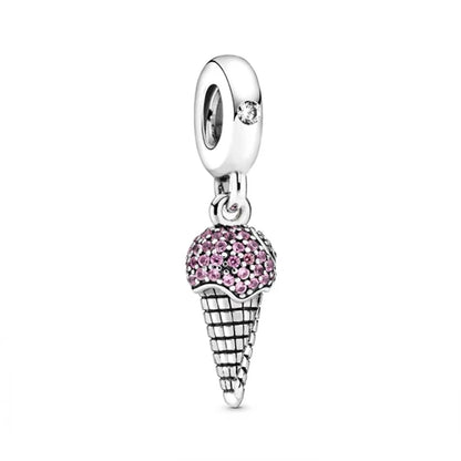 Pink Hot Air Balloon Daisy Murano Glass Charm for European Silver Bracelet SS0389