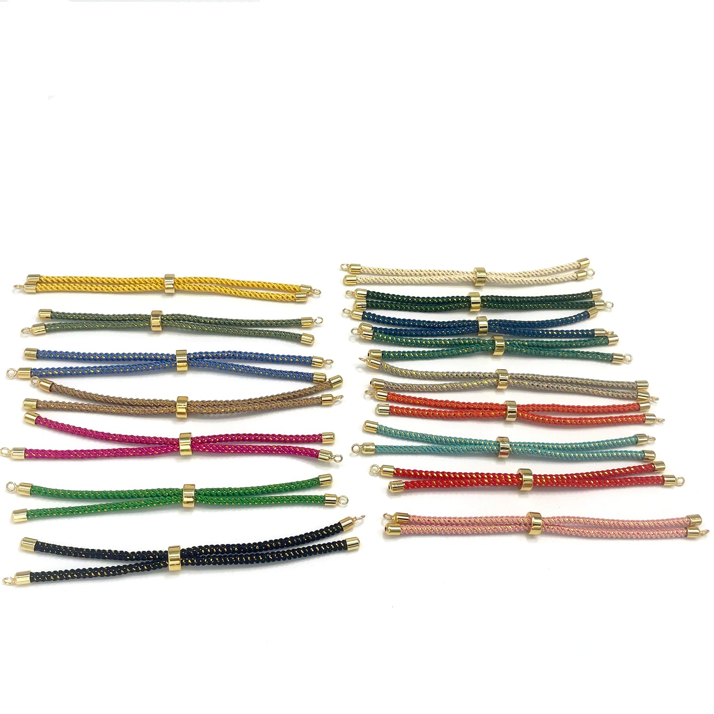Adjustable Nylon Rope Bracelet Set with Brass Cord Ends for DIY Jewelry Making - 10 Pieces