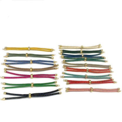 Adjustable Nylon Rope Bracelet Set with Brass Cord Ends for DIY Jewelry Making - 10 Pieces