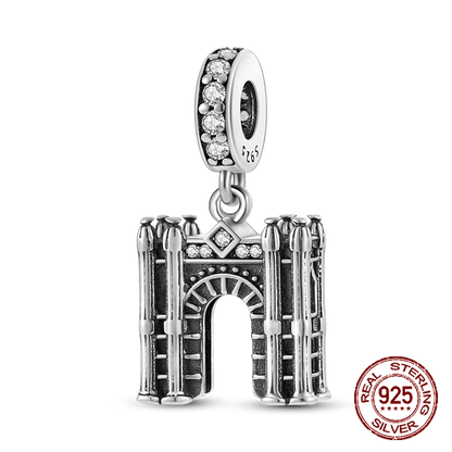 Inlaid Zircon Heart Charm Beads 925 Sterling Silver Dangle for Bracelets SMC2514