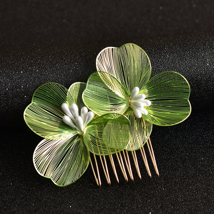 Elegant Alloy Flower Hair Combs for Bridal and Party Glamour
