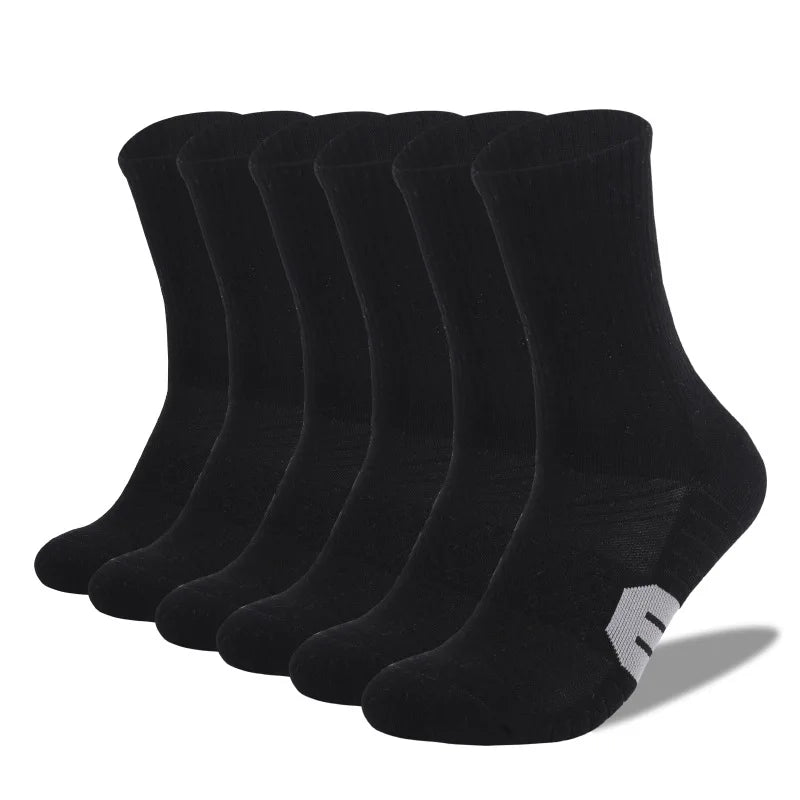 6 Pairs Unisex Heavy Cushion Hiking Socks Cotton Anti Odor