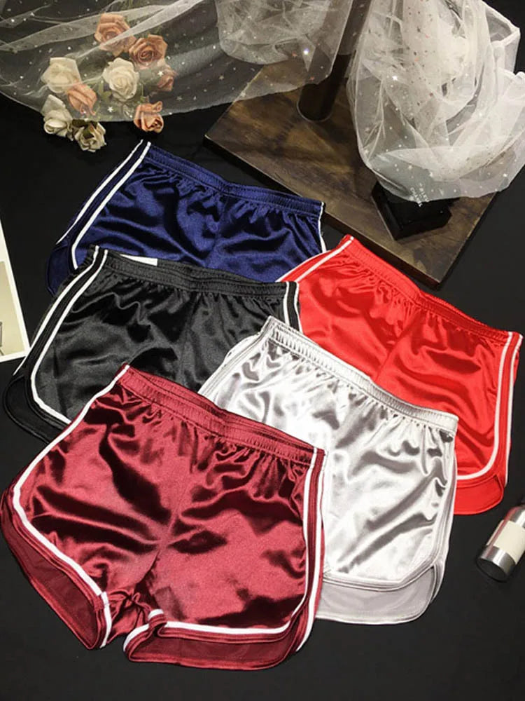 New 2024 Women Silk Beach Shorts White Casual Slim Fit