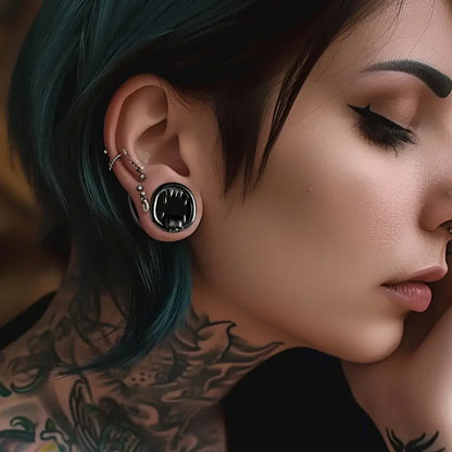 Vankula 2PCS 316L Stainless Steel Monster Tongue Ear Tunnels Body Jewelry