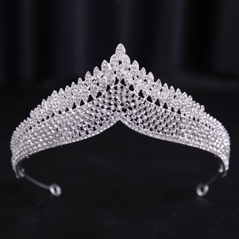 Bridal Bliss Silver Crystal Crown - Top-Rated Alloy Hair Accessory silver 14
