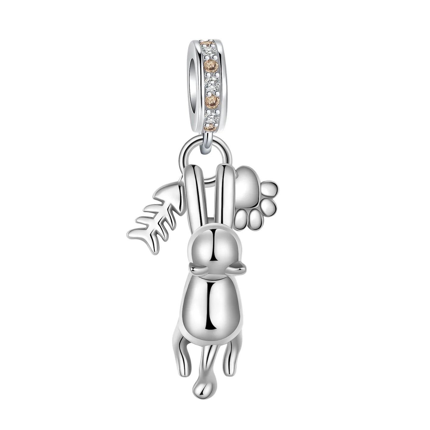 Original 925 Sterling Silver Cat Claw Charms with Zircon Accents Money Attract Earrings and DIY Necklace Bracelet Beads Gift Jewelry