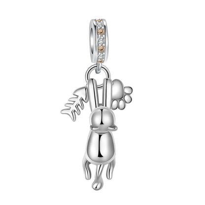 Original 925 Sterling Silver Cat Claw Charms with Zircon Accents Money Attract Earrings and DIY Necklace Bracelet Beads Gift Jewelry