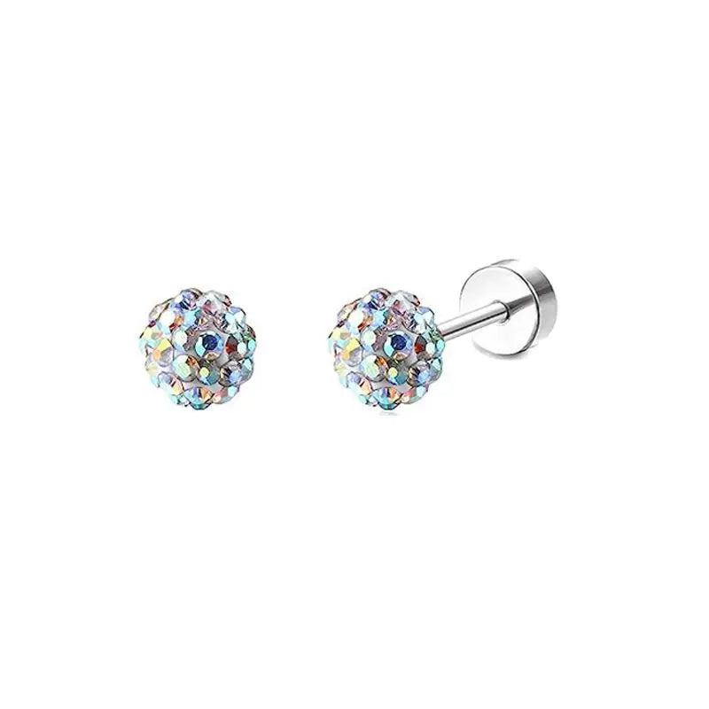 2PCS Set Stainless Steel Heart Moon Stud Earrings for Women Trendy Ear Tragus Cartilage Body Piercing