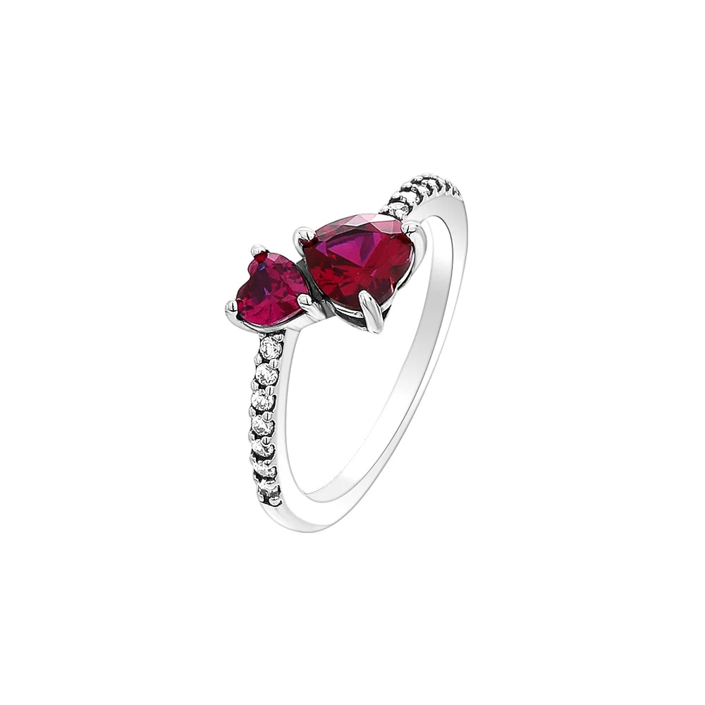 925 Silver Heart Charm Rings for Bracelets with Zircon Stones - Classic 2024 Design P2390