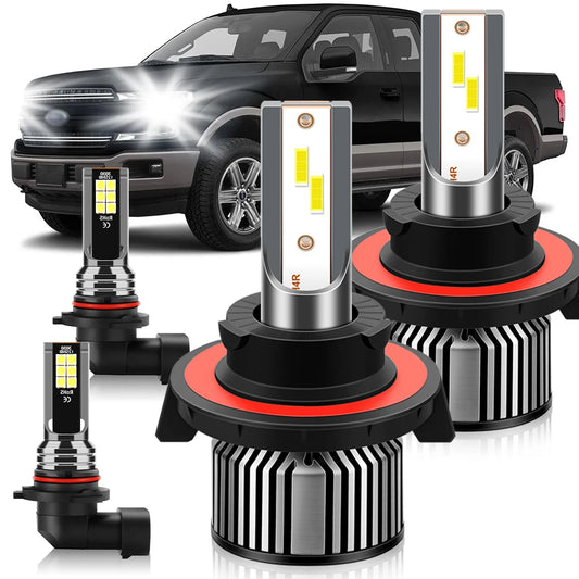 Ford F150 2004-2014 LED Headlight and Fog Light Bulbs Combo Pack 4pcs Super Bright 6000K White