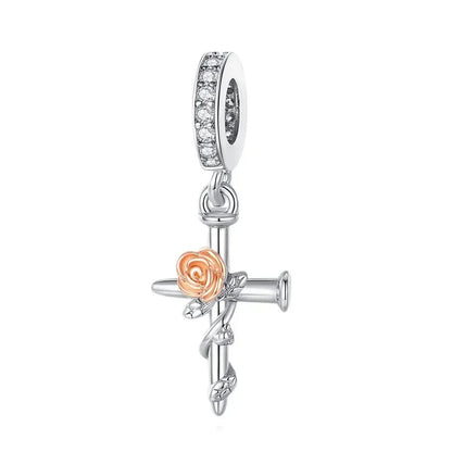 925 Sterling Silver Virgin Mary Angel Cross Pendant Necklace Charm for DIY Jewelry Gifts