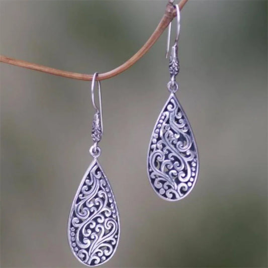 Bohemian Silver Geometric Vintage Dangle Earrings for Women