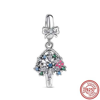 925 Silver Lucky Crown Butterfly Heart Family Tree Beads