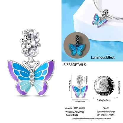 925 Sterling Silver Purple Star Animal Heart Flower Charms Beads for DIY Necklace and Bracelet Jewelry Gift