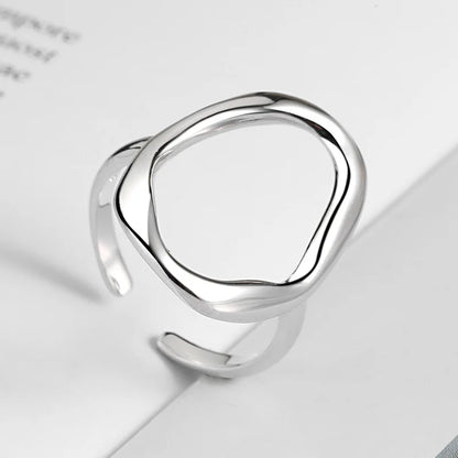 Fashionable Silver Color Irregular Oval Couple Rings with 14k Gold Plating for Men and Women