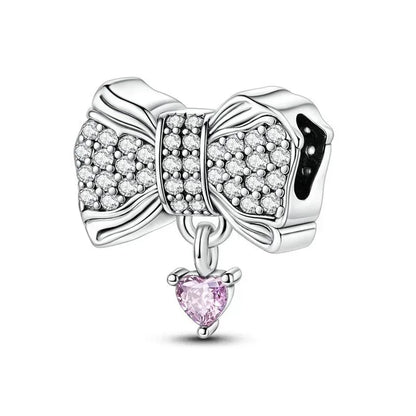 925 Sterling Silver Heart Blooming Rose Full Diamond Zircon Charms Pendant Beads for Bracelets and Necklaces