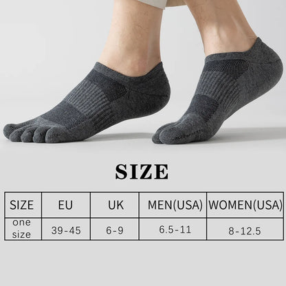 3 Pairs Mens Five Toe Breathable Anti Odor Ankle Socks