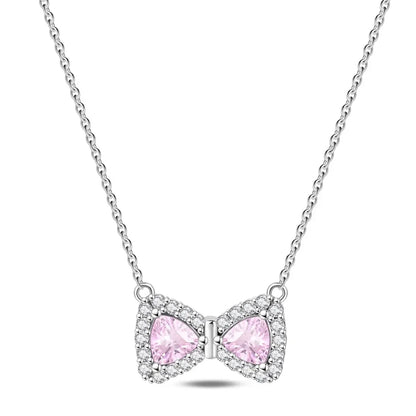 925 Sterling Silver Heart Arrow Pendant Necklace Classic Bow Tie Charm for Women Elegant DIY Gift