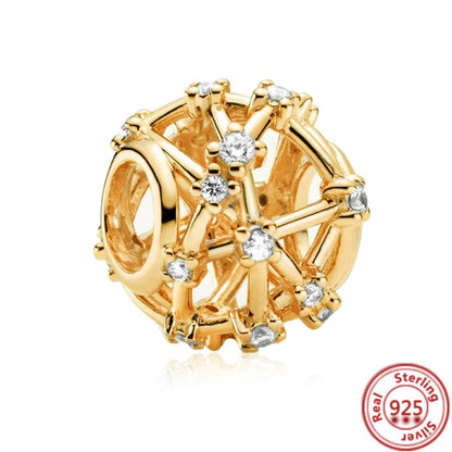 925 Sterling Silver Zodiac Pendant with Colorful Zircon for Charm Bracelets Y215-lv 3mm-4mm