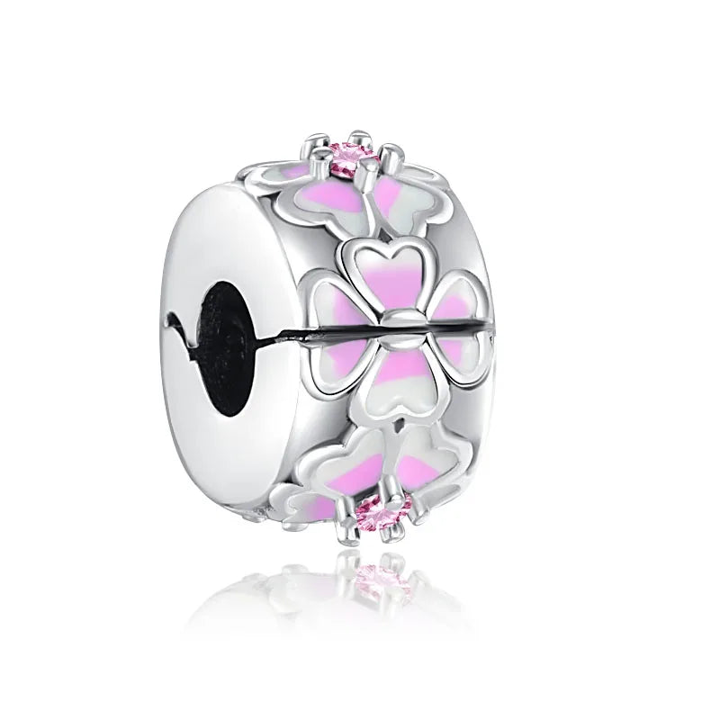 Spring Butterfly Heart Enamel Flower Charm Bead for Bracelets and Necklaces