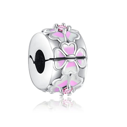 Spring Butterfly Heart Enamel Flower Charm Bead for Bracelets and Necklaces