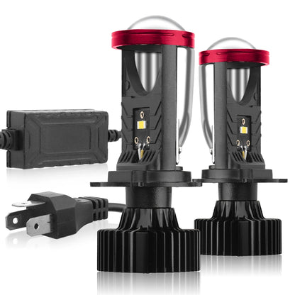High-Performance H4 LED Projector Lens Headlight Bulb Kit 6000K for Motorcycles and Cars