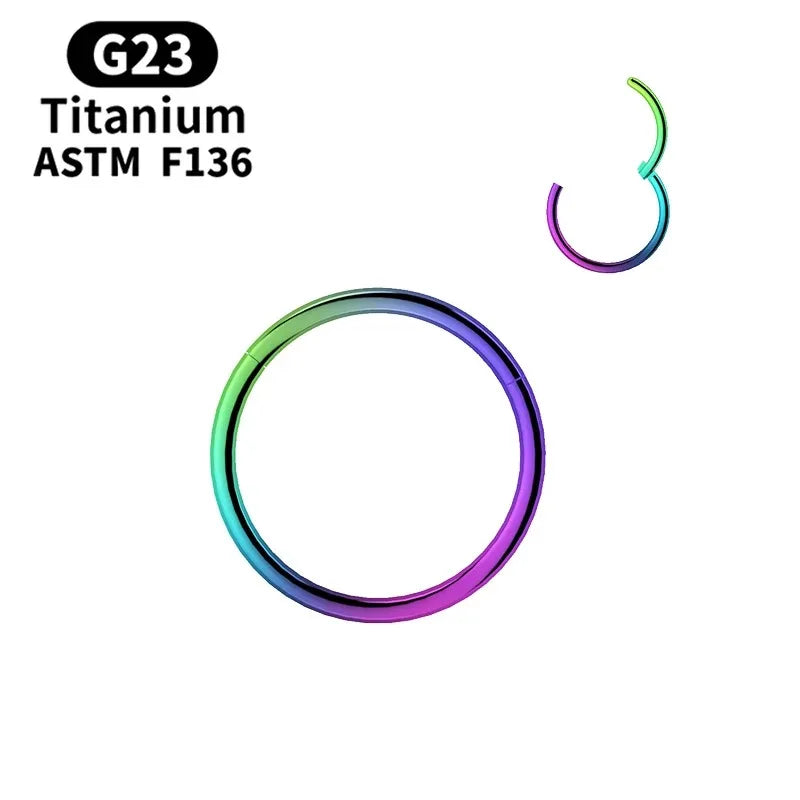 G23 Titanium Hinged Nose Rings for Cartilage Lip Ear Piercing Jewelry S4-1pc-colorful