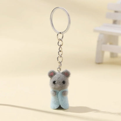 3D Cute Mouse Flocking Charms Cartoon Animal Resin Pendant for DIY Jewelry Making and Handmade Accessories