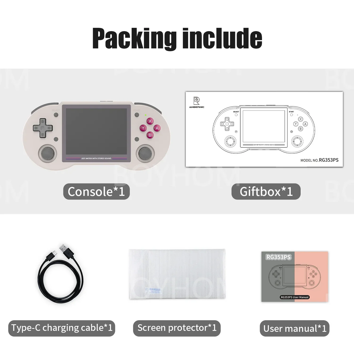 RG353PS Retro Handheld Game Console 3.5 Inch IPS Screen Linux RK3566 Chip 128GB TF Card Preinstalled 20000 Games