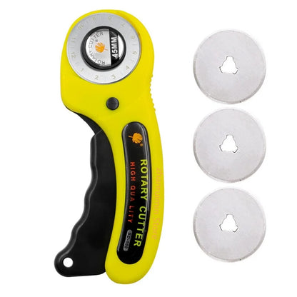 Ergonomic 45mm Rotary Cutter Set - Top-Rated Leather Craft Tool for Effortless DIY Sewing & Quilting Yellow Set