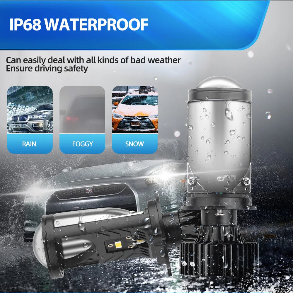 9003 H4 LED Projector Lens High Low Beam Bulbs 200W 12V Motorcycle Headlight 6500K Superior Brightness