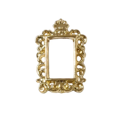 Vintage Gold 3D Charm Photo Frame Nail Art Kit with Alloy Studs - 5 Piece Set