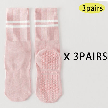 3 Pairs Women's Non Slip Yoga Socks Breathable Cotton