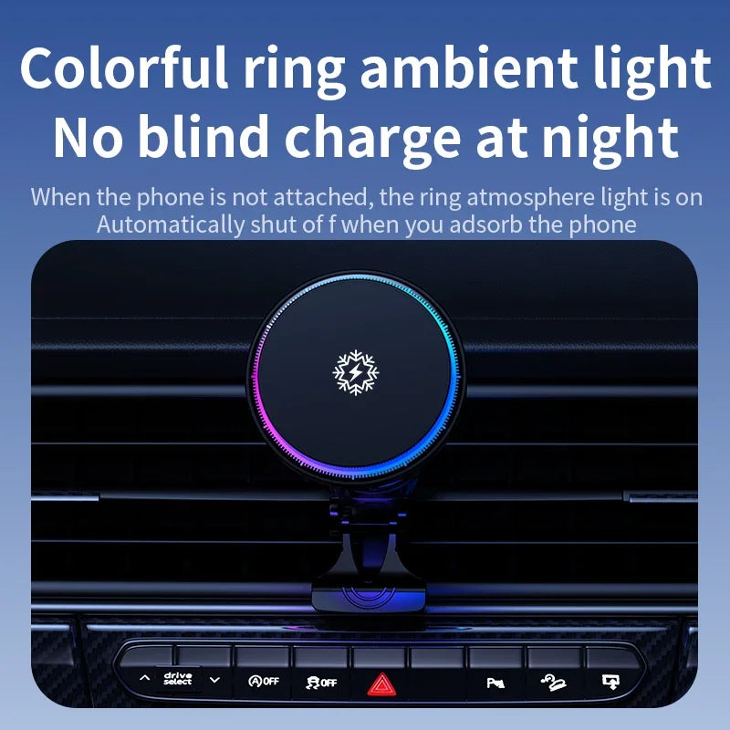 15W Ice Cooling Magnetic Wireless Car Charger for iPhone 16 15 14 13 12 Pro Max MagSafe Fast Charging Station