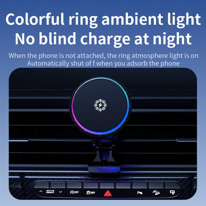15W Ice Cooling Magnetic Wireless Car Charger for iPhone 16 15 14 13 12 Pro Max MagSafe Fast Charging Station