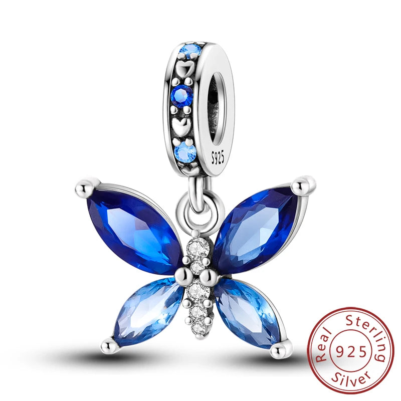 Glowing Firefly Butterfly Charm Bead 925 Sterling Silver Pendant for Bracelets KTC757