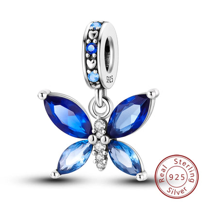 Glowing Firefly Butterfly Charm Bead 925 Sterling Silver Pendant for Bracelets KTC757