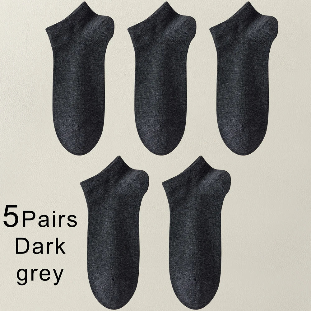 5 Pairs Bamboo Fiber Men No Show Breathable Ankle Socks