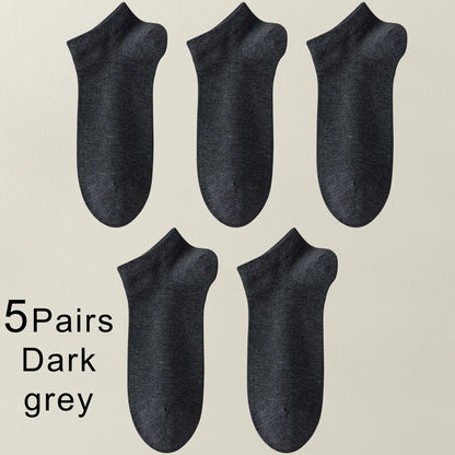 5 Pairs Bamboo Fiber Men No Show Breathable Ankle Socks