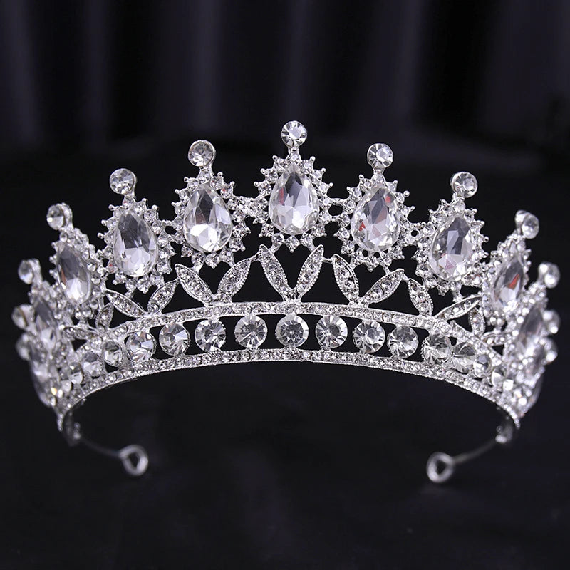 Bridal Bliss Silver Crystal Crown - Top-Rated Alloy Hair Accessory silver