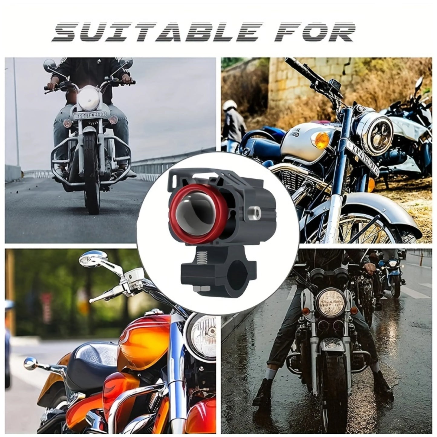 Two Tone Motorcycle LED Spotlight White Yellow Dual Beam