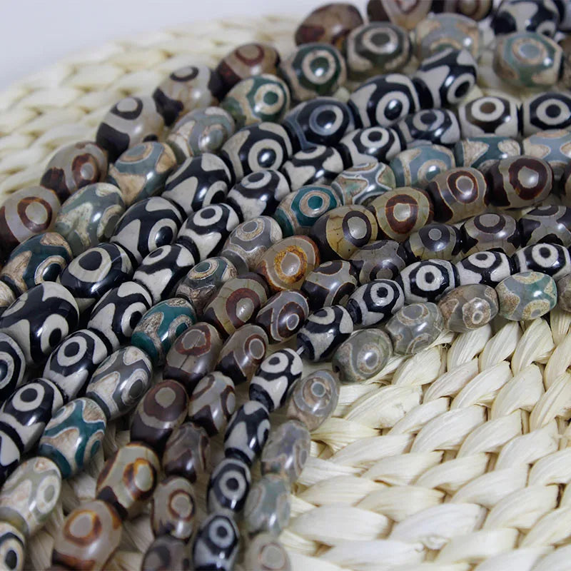 Vintage Tibetan Dzi Agate Beads Set for DIY Jewelry Making