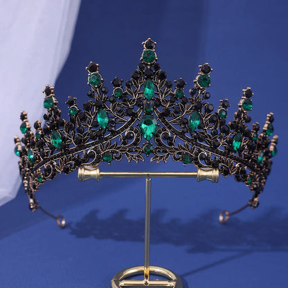 Luxury Bridal Crown - Baroque Queen Tiaras for Weddings & Parties black green